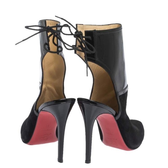 Christian Louboutin Black Suede And Patent Leather Jos Style Ankle Booties - Picture 5 of 10